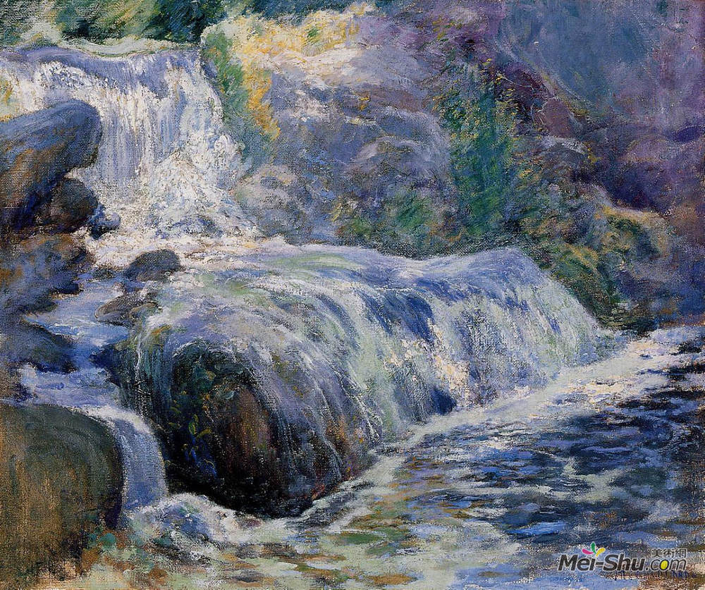 约翰·亨利·特瓦克特曼(John Henry Twachtman)高清作品《瀑布》