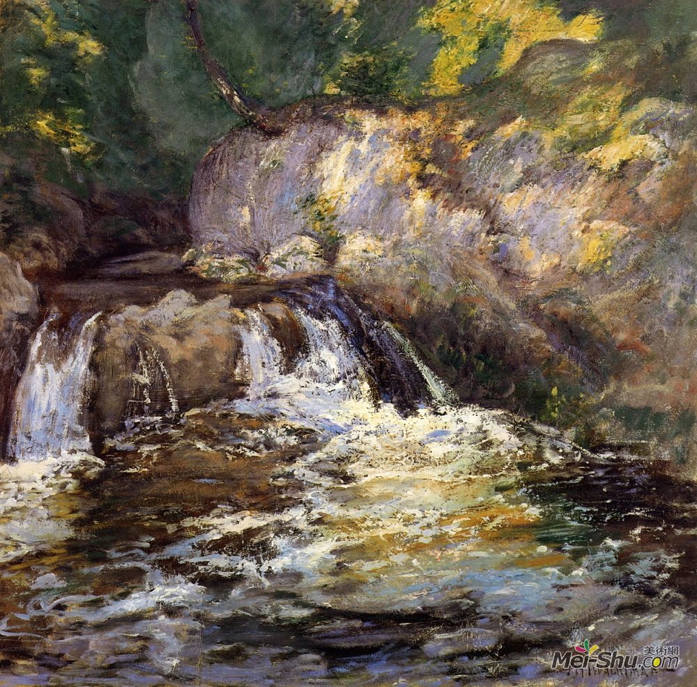 约翰·亨利·特瓦克特曼(John Henry Twachtman)高清作品《瀑布》