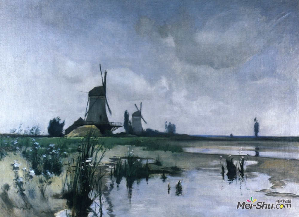约翰·亨利·特瓦克特曼(John Henry Twachtman)高清作品《风车》