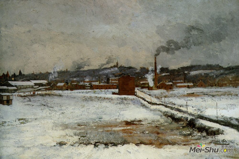 约翰·亨利·特瓦克特曼(John Henry Twachtman)高清作品《冬季景观》