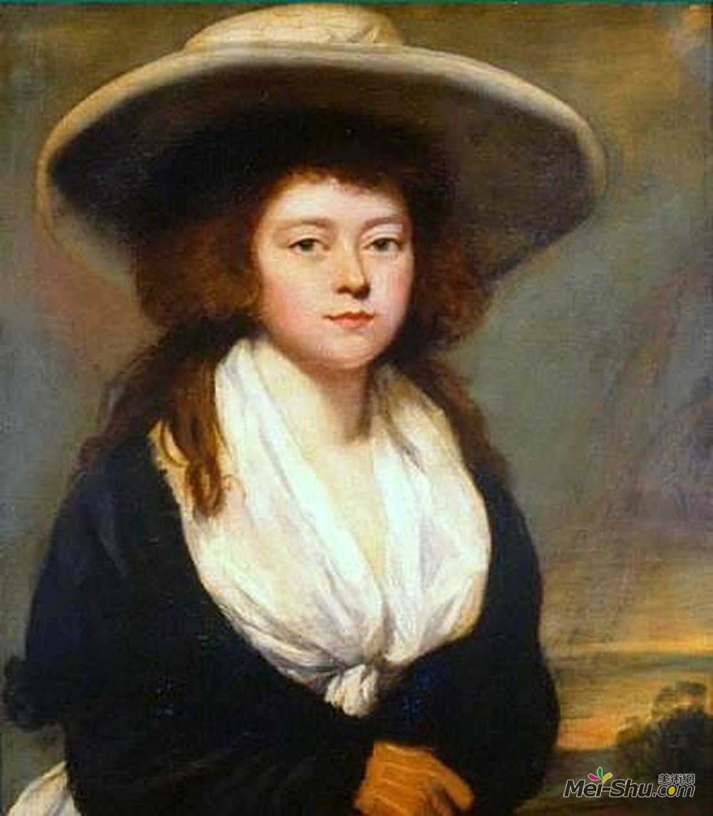 约翰·霍普纳(John Hoppner)高清作品《一位年轻女士的肖像》