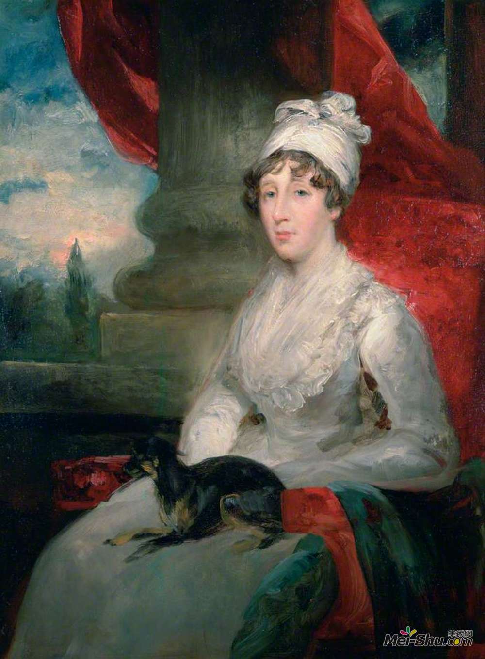 约翰·杰克逊(John Jackson)高清作品《An Unfinished Portrait of Mrs Soane, Painted from a Pencil S》