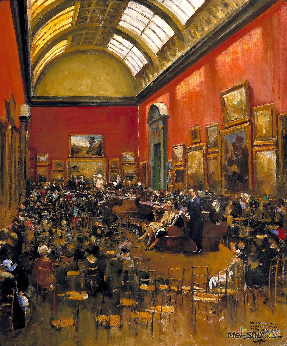 约翰·拉弗里(John Lavery)高清作品《国王乔治五世，在玛丽王后的陪同下，在开幕式上》