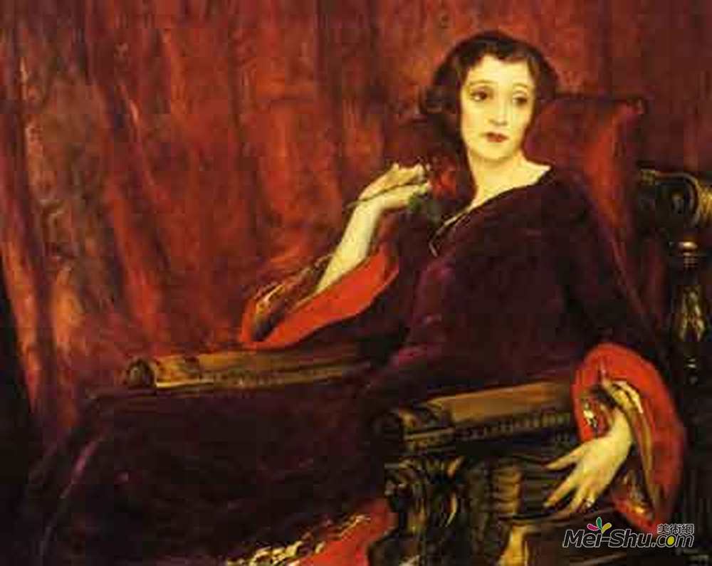 约翰·拉弗里(John Lavery)高清作品《红玫瑰》