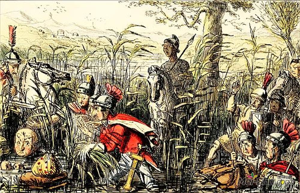 约翰·里奇(John Leech)高清作品《Marius discovered in the Marshes at Minturn&?》