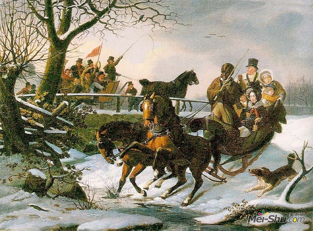 刘易斯·克里梅尔 风格:浪漫主义 类型:风俗画 title:the sleighing