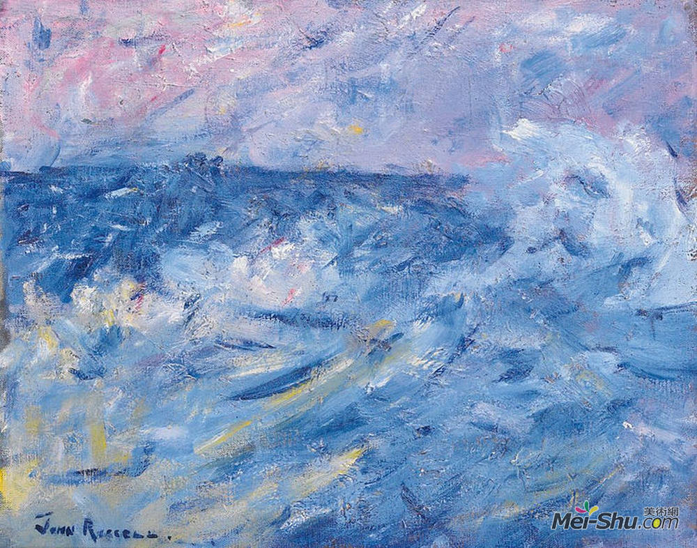 约翰·彼得·罗素(John Peter Russell)高清作品《Stormy Sky and Sea, Belle Ile, off Brittany》