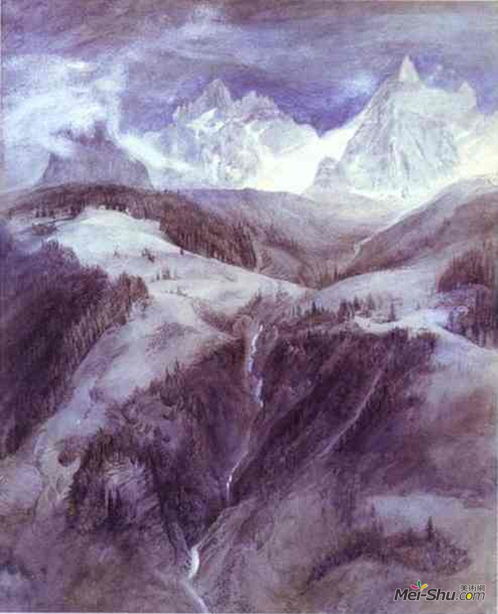 约翰·罗斯金(John Ruskin)高清作品《瀑布的疯狂1849》