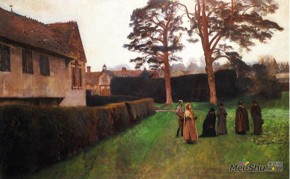 约翰·辛格·萨金特(John Singer Sargent)高清作品《A Game of Bowls, Ightham Mote, Kent》
