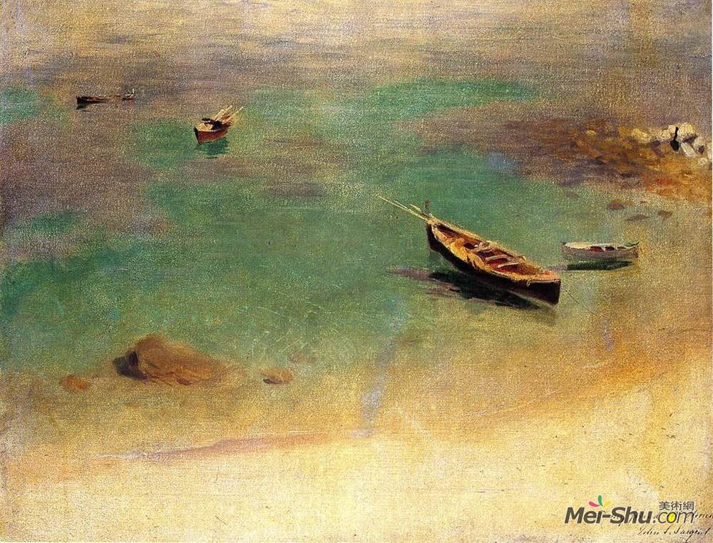 约翰·辛格·萨金特(John Singer Sargent)高清作品《卡普里河上的小船》