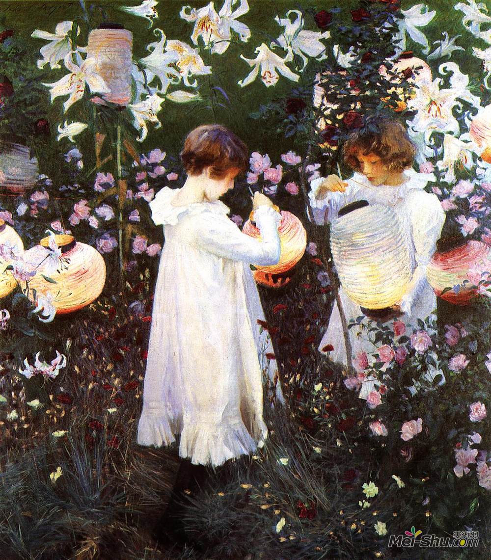 约翰·辛格·萨金特(John Singer Sargent)高清作品《Carnation, Lily, Lily, Rose, from 'The World'》