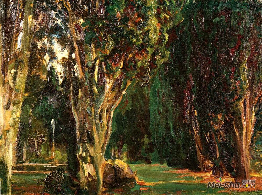 约翰·辛格·萨金特(John Singer Sargent)高清作品《弗拉斯卡蒂鹰猎者的花园》
