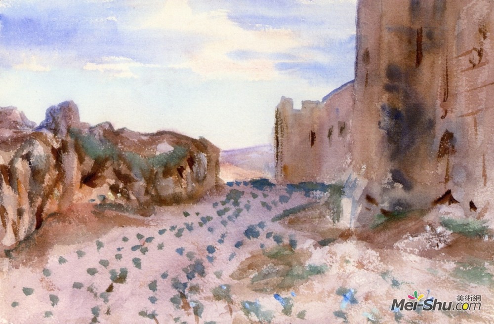约翰·辛格·萨金特(John Singer Sargent)高清作品《堡垒，道路和岩石》