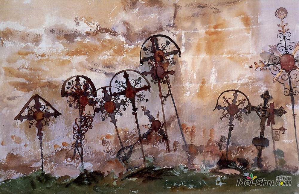 约翰·辛格·萨金特(John Singer Sargent)高清作品《在蒂罗尔的墓地》