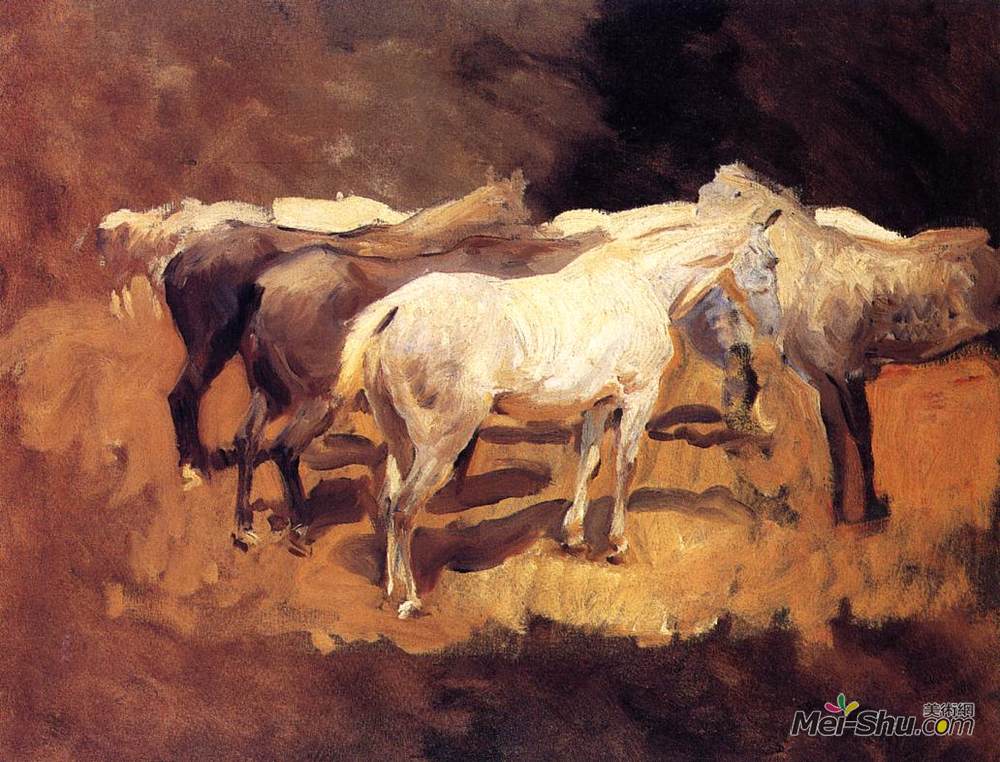约翰·辛格·萨金特(John Singer Sargent)高清作品《在帕尔马的马》