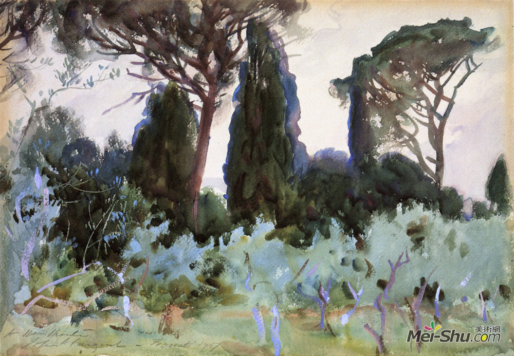 约翰·辛格·萨金特(John Singer Sargent)高清作品《佛罗伦萨附近的风景》