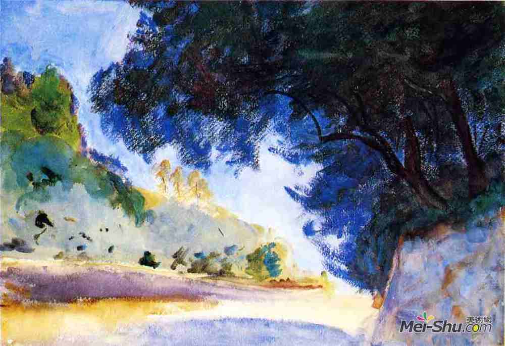 约翰·辛格·萨金特(John Singer Sargent)高清作品《景观，橄榄树，科孚岛》