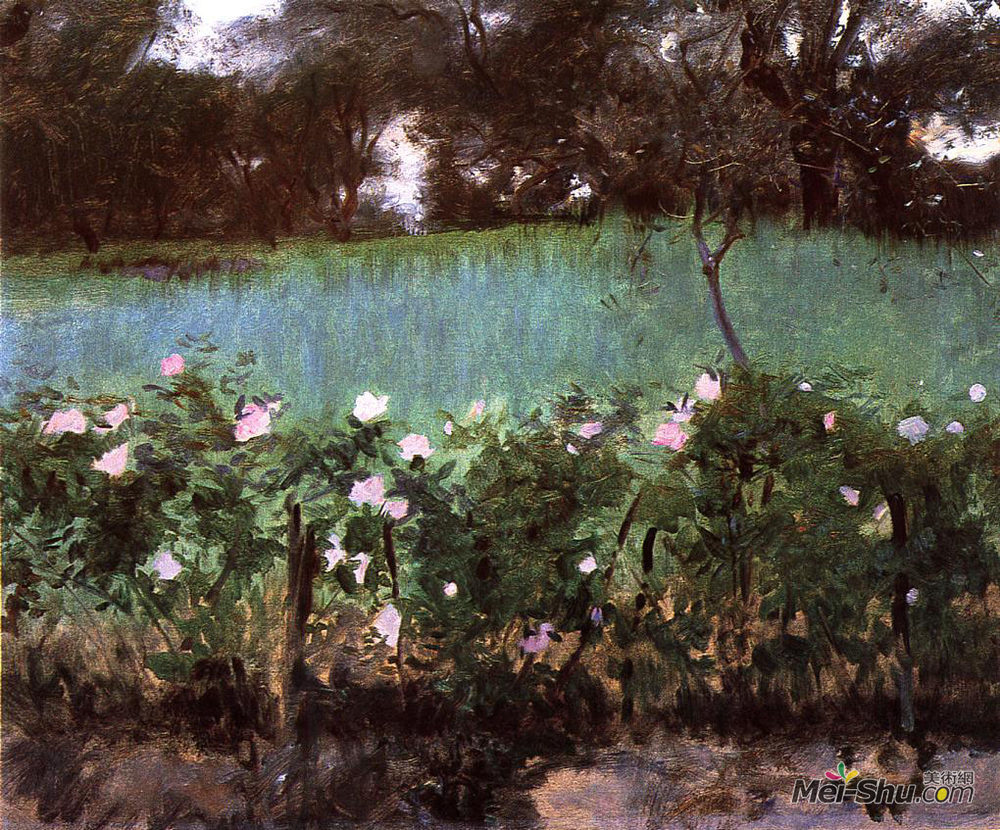 约翰·辛格·萨金特(John Singer Sargent)高清作品《景观与玫瑰格子》