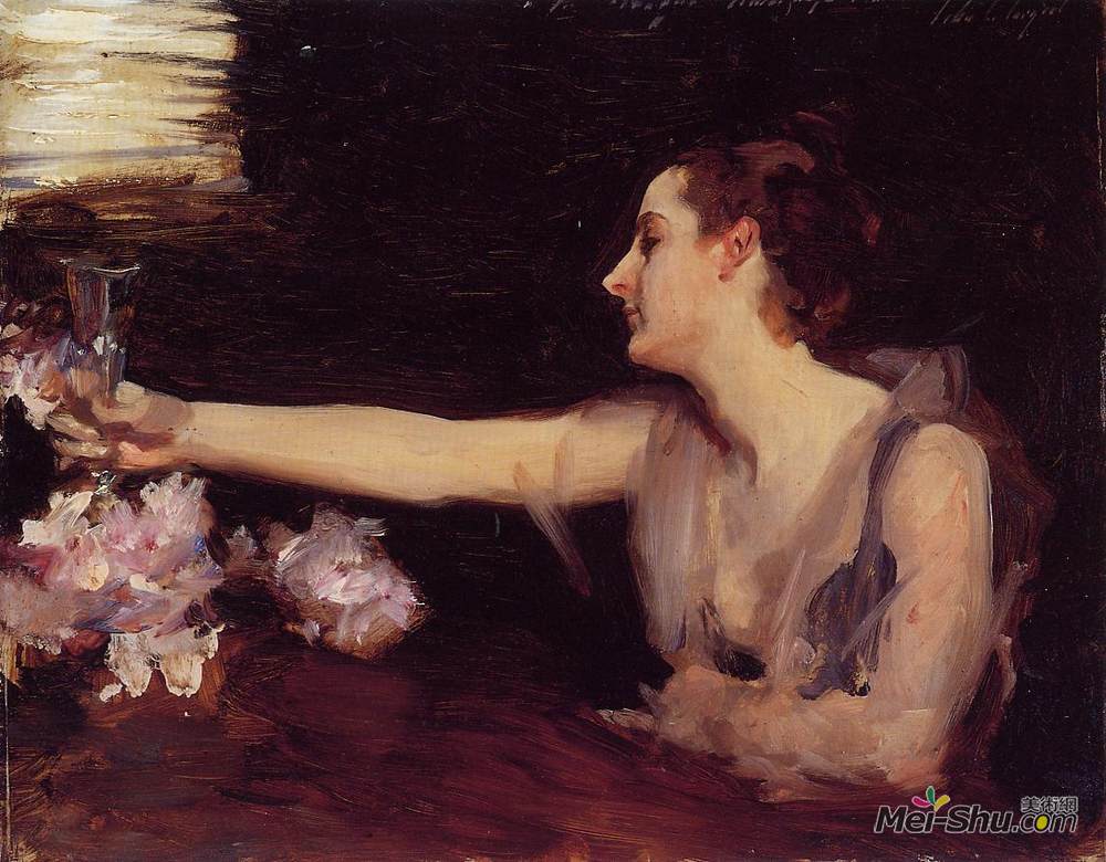 约翰·辛格·萨金特(John Singer Sargent)高清作品《Madame Gautreau Drinking a Toast》