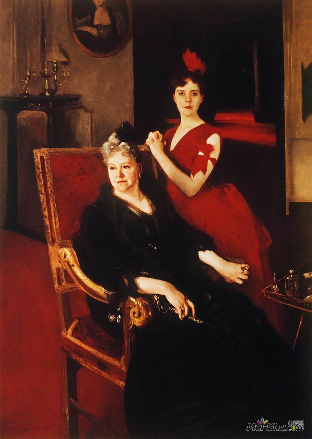 约翰·辛格·萨金特(John Singer Sargent)高清作品《Mrs. Edward Burckhardt and her Daughter Louise》