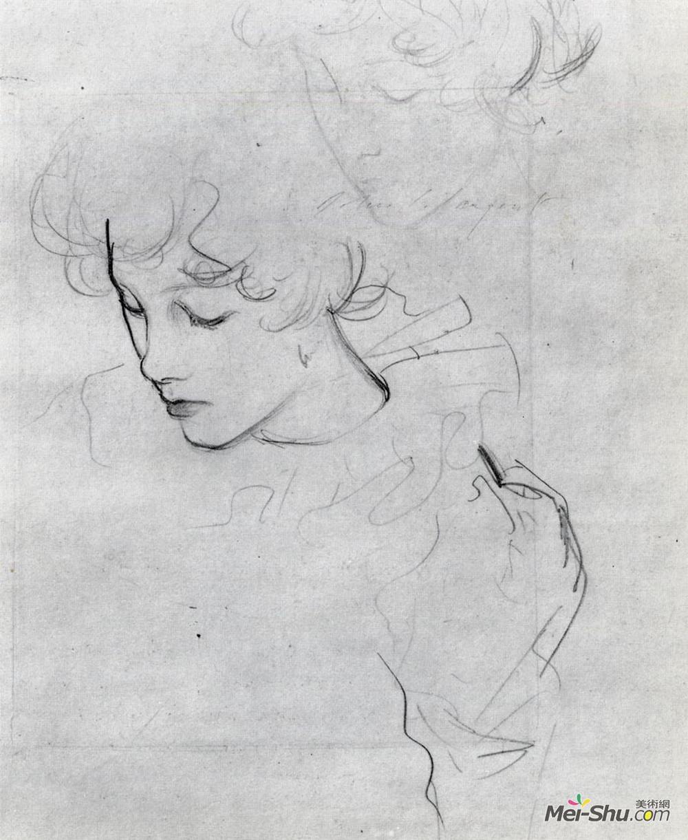 约翰·辛格·萨金特(John Singer Sargent)高清作品《Polly Barnard (also known as study for Carnation, Lily, Lily》