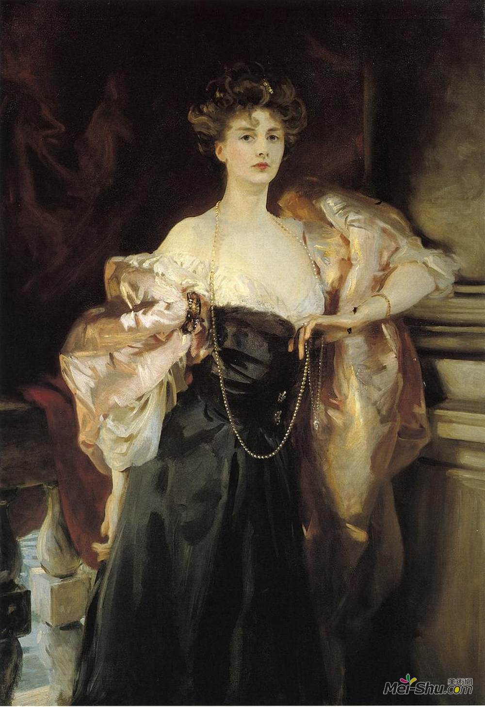 约翰·辛格·萨金特(John Singer Sargent)高清作品《Portrait of Lady Helen Vincent, Viscountess D'Aberno》