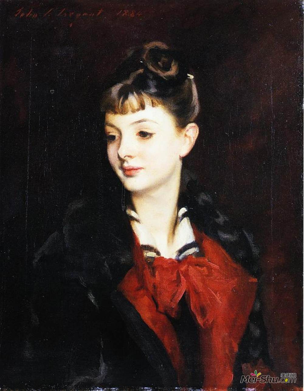 约翰·辛格·萨金特(John Singer Sargent)高清作品《Portrait of Mademoiselle Suzanne Poirson》