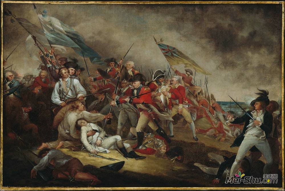 约翰·特朗布尔(John Trumbull)高清作品《沃伦将军在碉堡战役中的死亡》