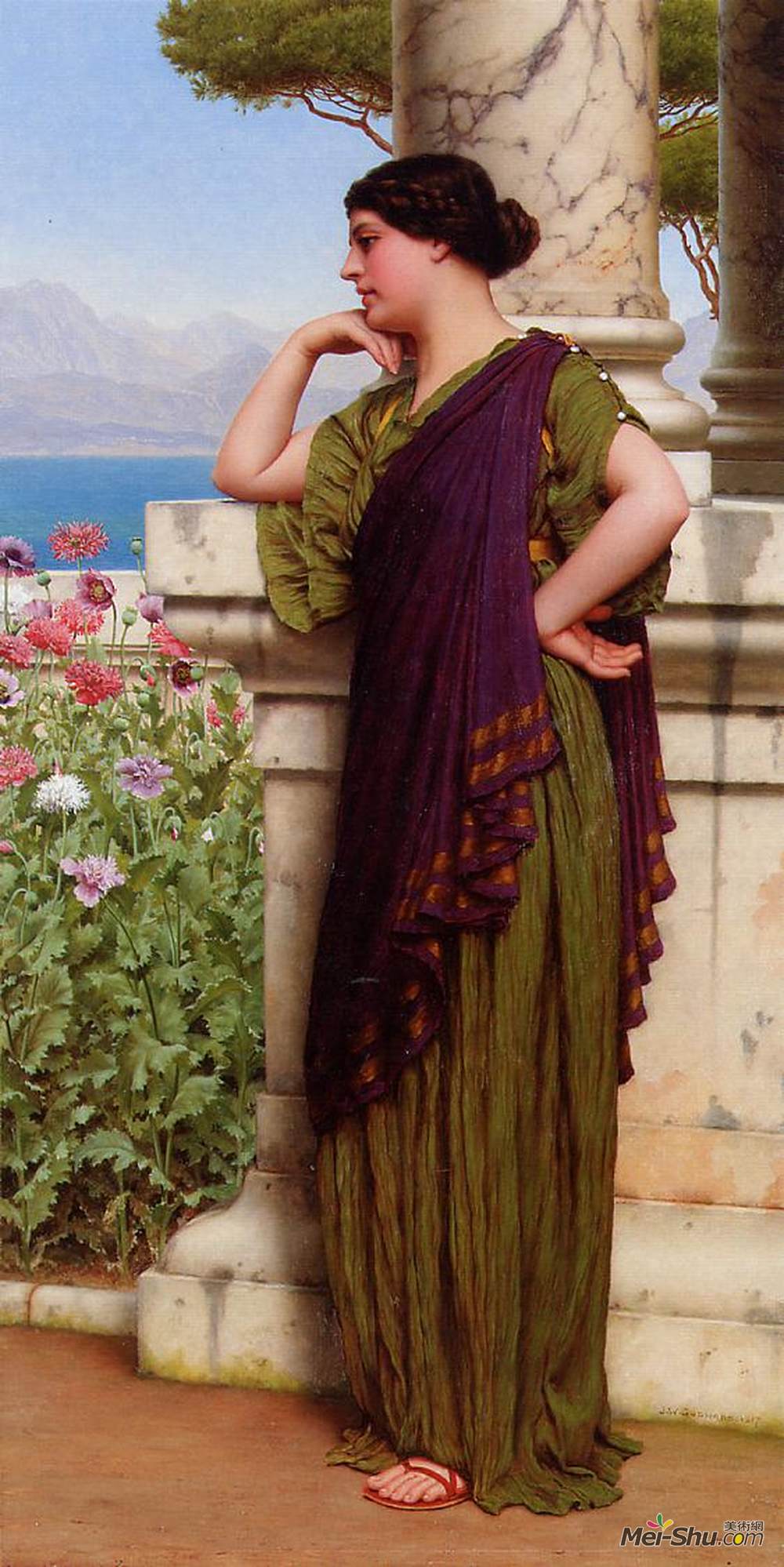 约翰·威廉·格维得(John William Godward)高清作品《温柔的思想》