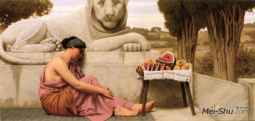 约翰·威廉·格维得(John William Godward)高清作品《水果摊贩》