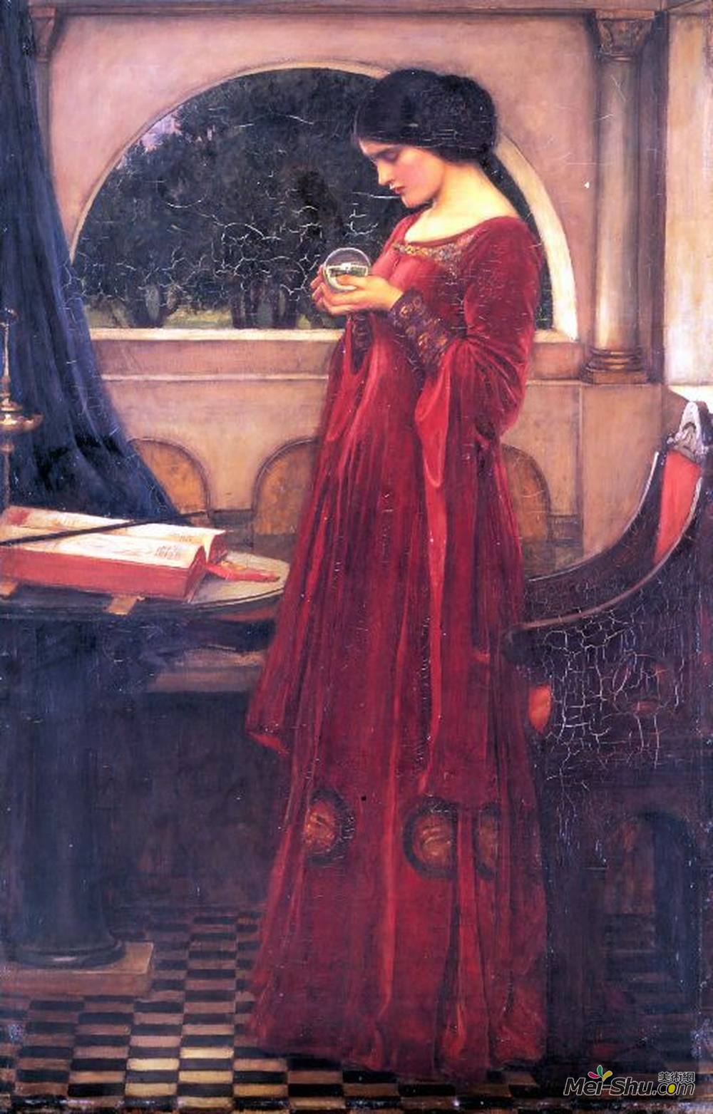 约翰·威廉·沃特豪斯(John William Waterhouse)高清作品《水晶球》
