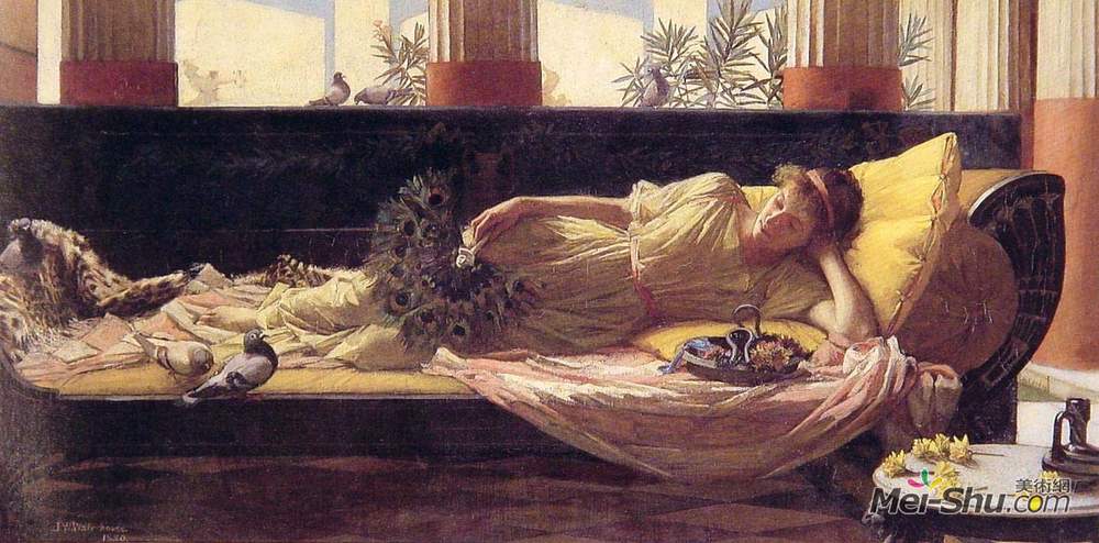 约翰·威廉·沃特豪斯(John William Waterhouse)高清作品《它甜蜜的无所事事》