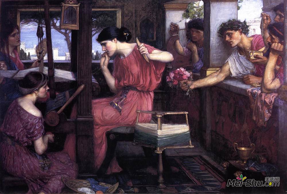 约翰·威廉·沃特豪斯(John William Waterhouse)高清作品《佩内洛普与追求者》