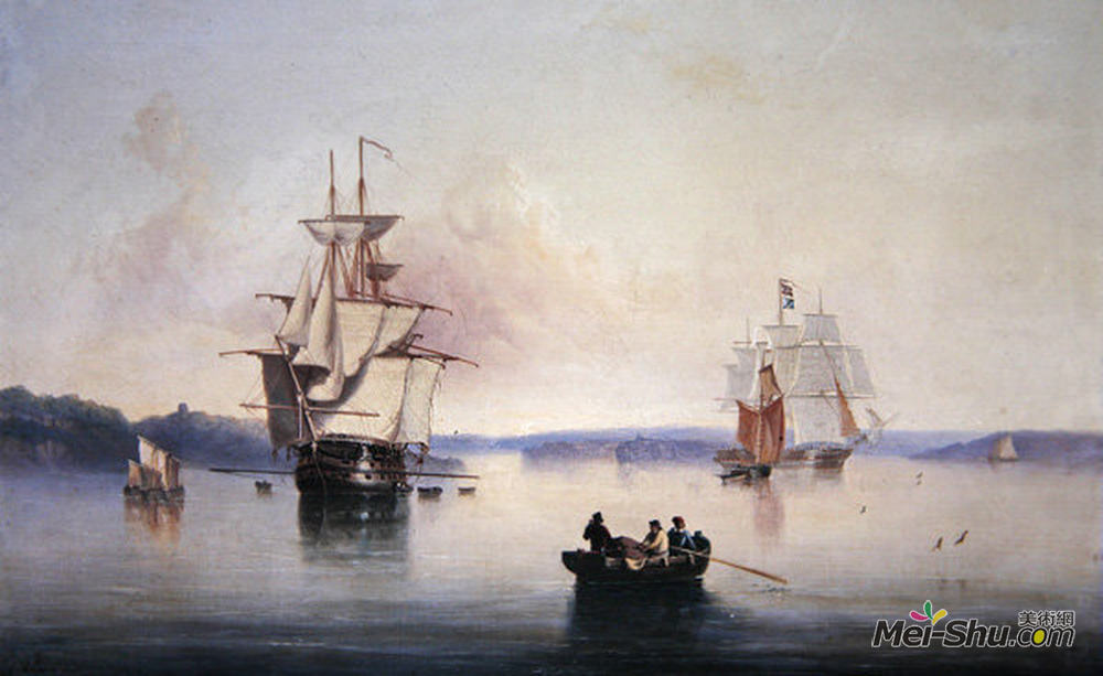约翰·威尔逊(John Wilson Carmichael)高清作品《Saltash Creek- Near Plymouth》