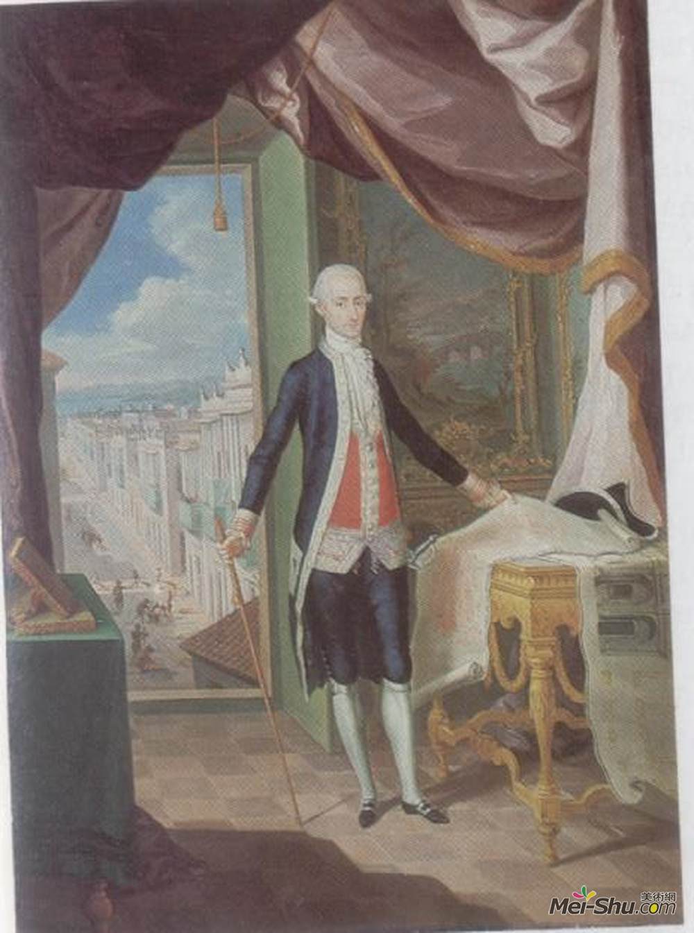 荷西·坎佩奇(José Campeche)高清作品《Retrato del Governador don Miguel Antonio de Ust&ári》