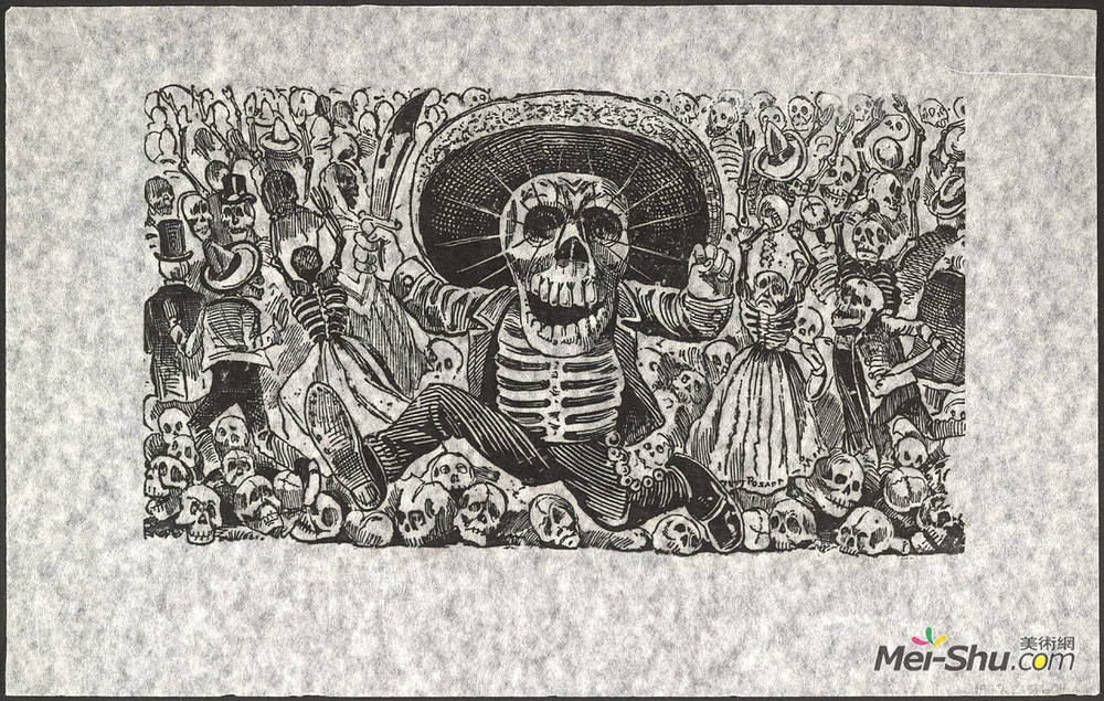 乔斯·瓜达卢佩·波萨达(Jose Guadalupe Posada)高清作品《来自瓦哈卡的Calavera》