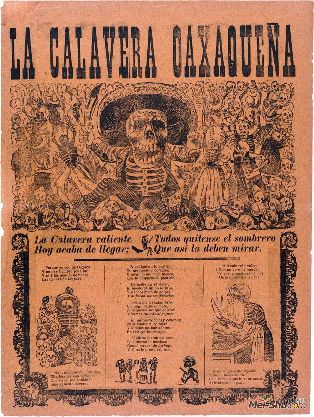 乔斯·瓜达卢佩·波萨达(Jose Guadalupe Posada)高清作品《来自瓦哈卡的Calavera》