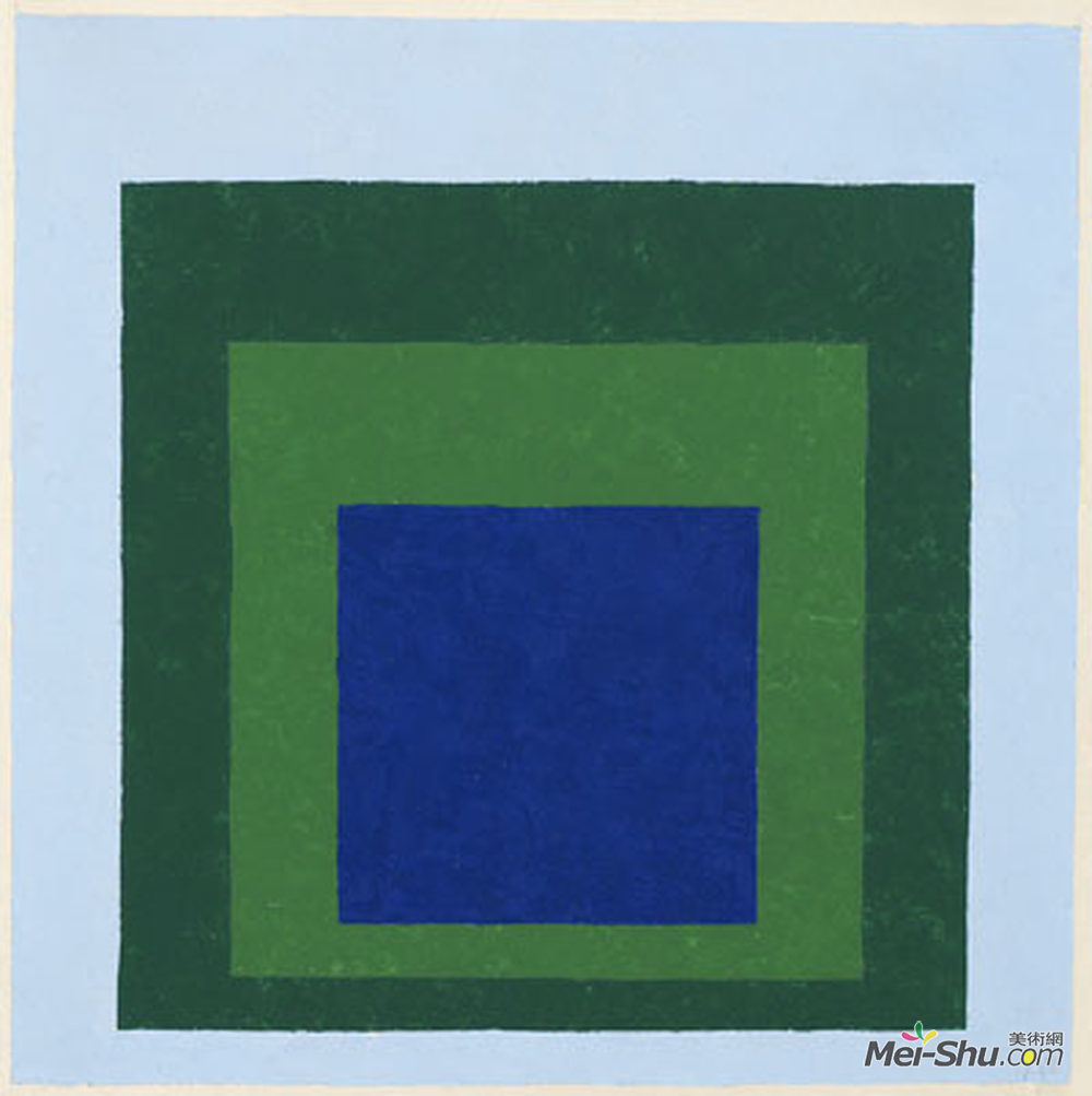 约瑟夫·亚伯斯(Josef Albers)高清作品《向广场致敬：蓝&格林》