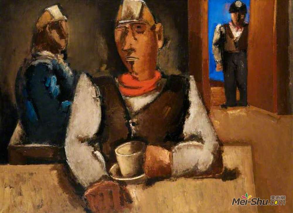 约瑟夫赫尔曼(Josef Herman)高清作品《在食堂里》