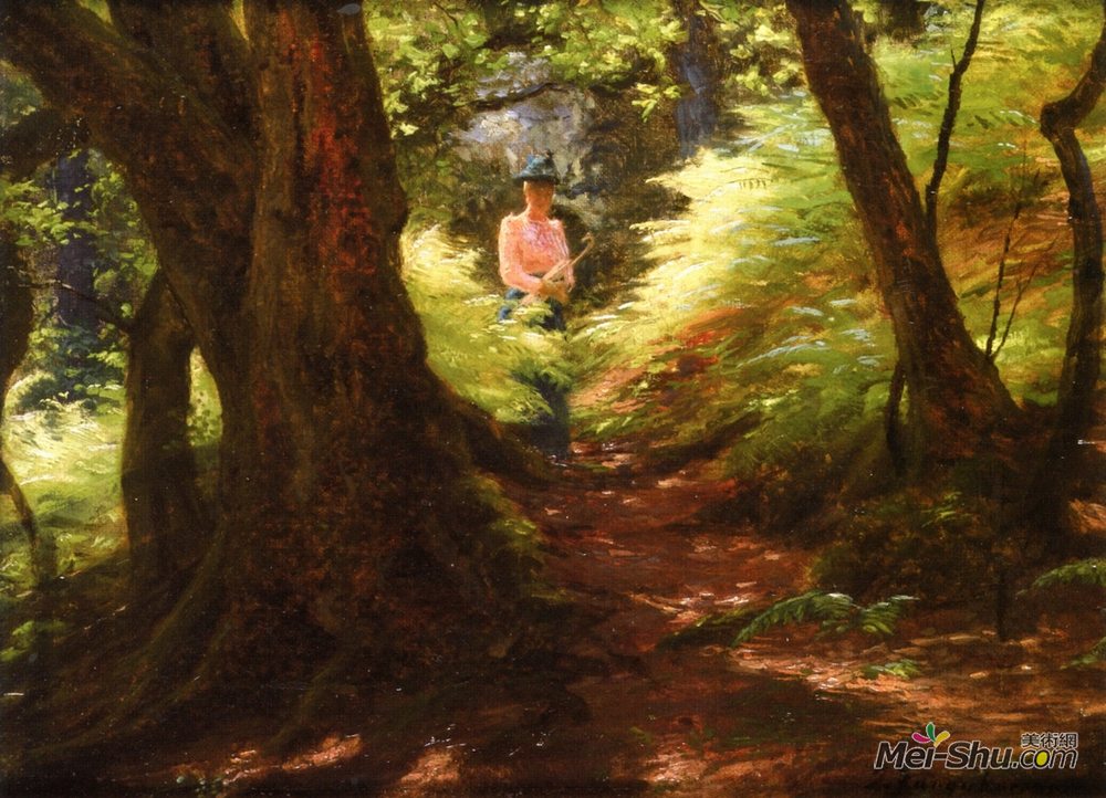 约瑟夫·法夸尔森(Joseph Farquharson)高清作品《森林小径》