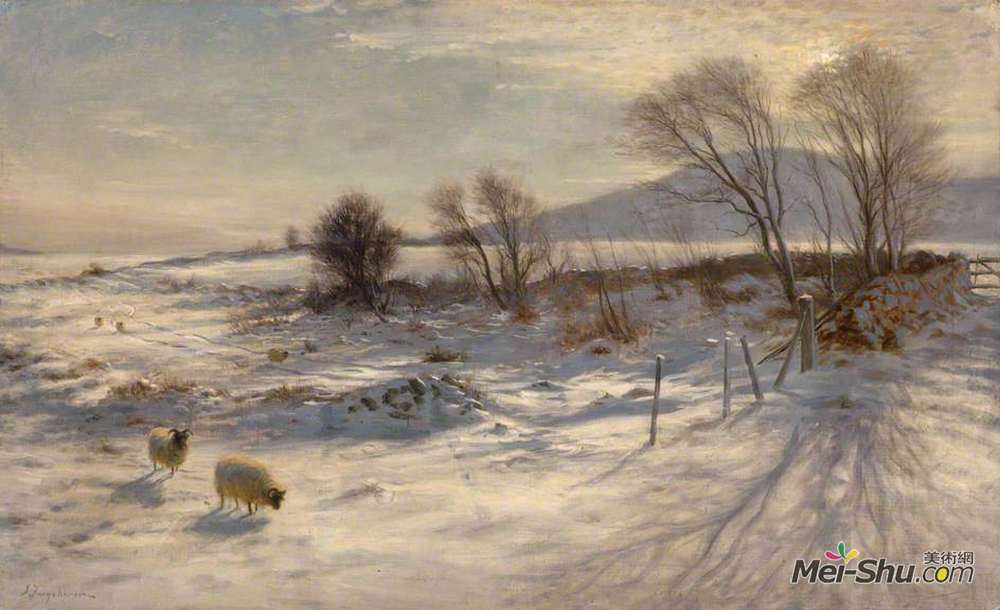 约瑟夫·法夸尔森(Joseph Farquharson)高清作品《当雪在牧场上下雪》
