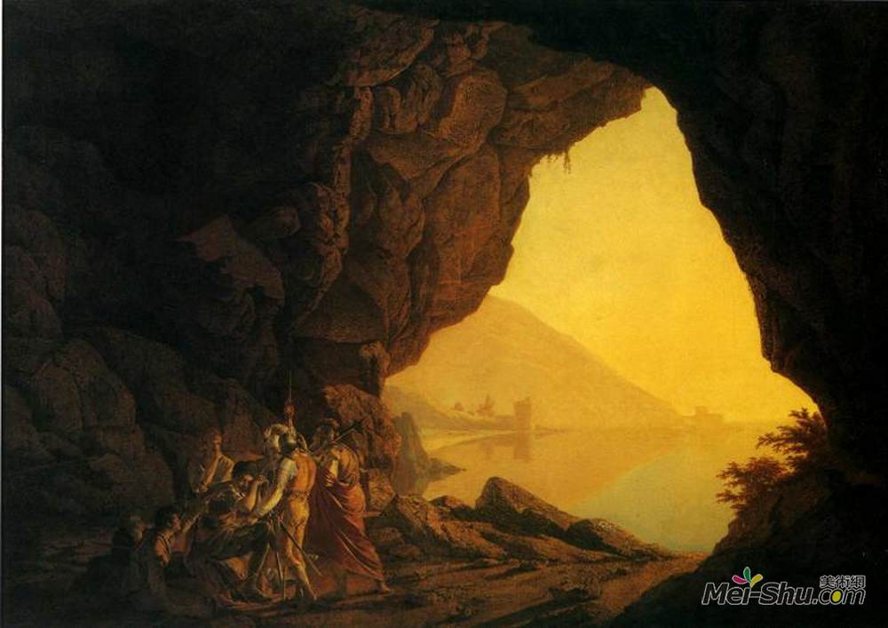 约瑟夫·莱特(Joseph Wright)高清作品《A Grotto in the Kingdom of Naples, with Banditti》