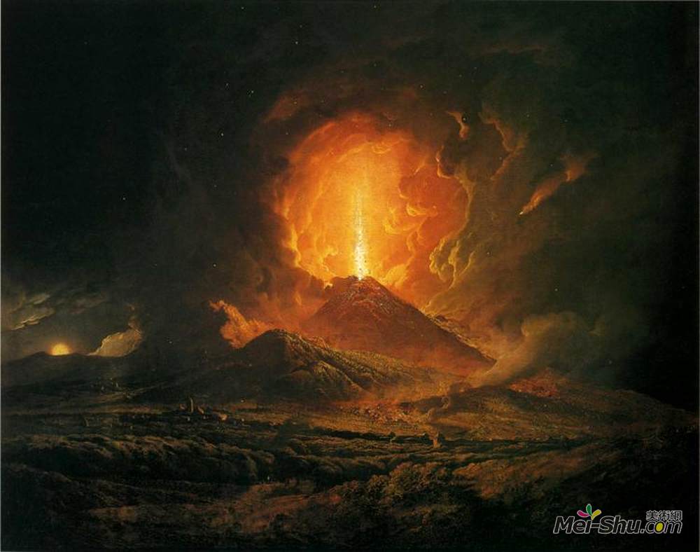 约瑟夫·莱特(Joseph Wright)高清作品《An Eruption of Vesuvius, seen from Portici》