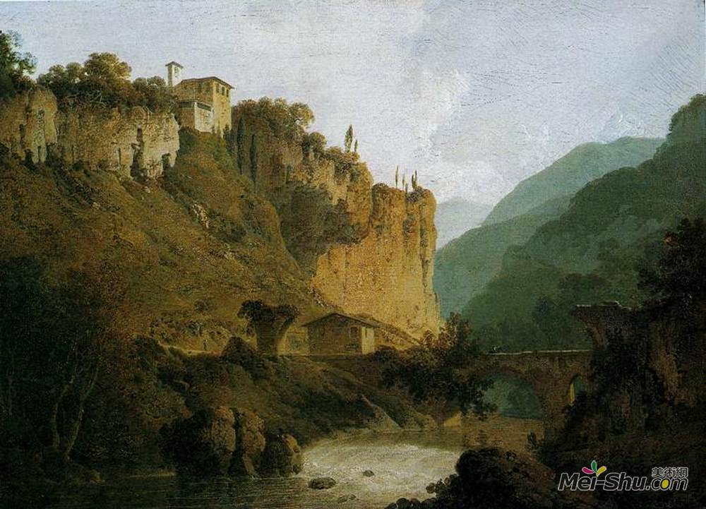 约瑟夫·莱特(Joseph Wright)高清作品《圣科西马托修道院和克劳迪亚渡槽》
