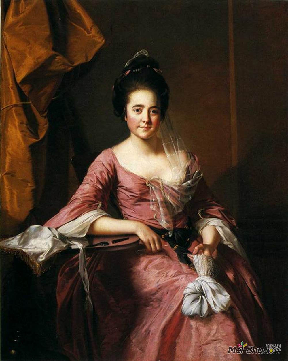 约瑟夫·莱特(Joseph Wright)高清作品《Portrait of a Lady with Her Lacework》