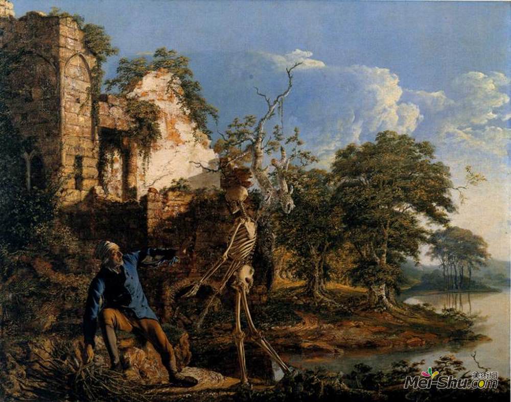 约瑟夫·莱特(Joseph Wright)高清作品《老人与死亡》