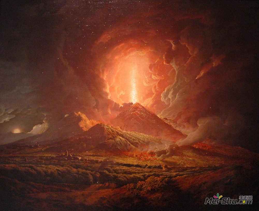 约瑟夫·莱特(Joseph Wright)高清作品《维苏威火山从拱廊》