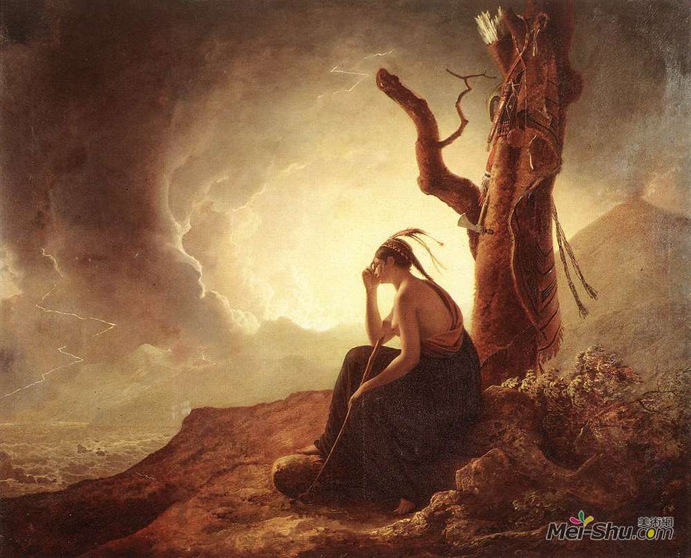 约瑟夫·莱特(Joseph Wright)高清作品《印度酋长的遗孀》
