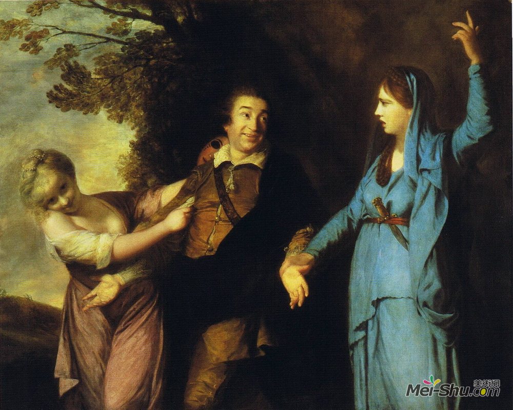 乔舒亚·雷诺兹(Joshua Reynolds)高清作品《悲剧与喜剧之间的加里克》