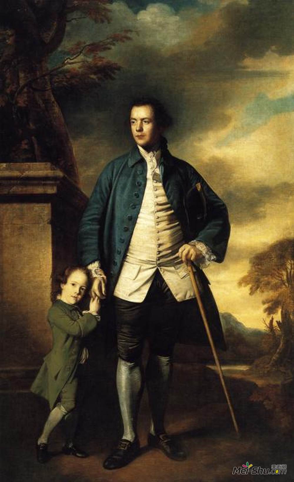 乔舒亚·雷诺兹(Joshua Reynolds)高清作品《爱德华莫兰特和他的儿子约翰》